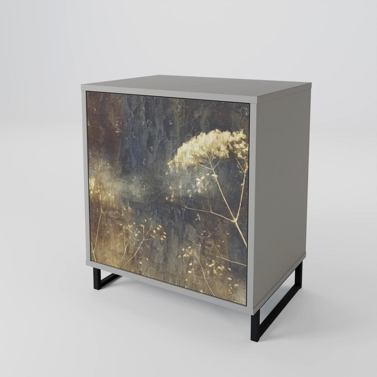 SIDEBOARD GENTLE POWER, Grau, 57,5x42x77,5 cm, Schräge Buchenholzfüße - Buchefarben/Multicolor, Holzwerkstoff/Buchenholz (57.5/77.5/42cm) - SpaceRebels