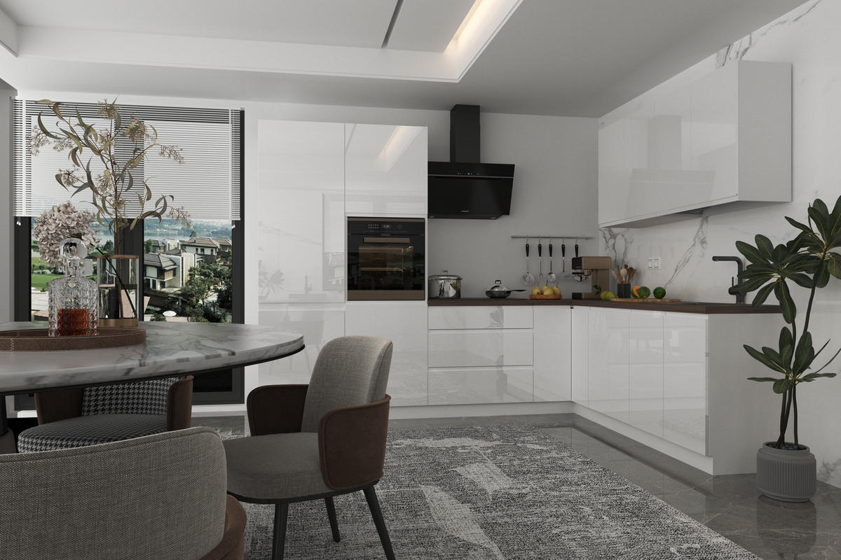 ECKKÜCHE 290 x 230 cm – Aspen KA3-M290 - in Weiß/Hochglanz - Weiß, Holz (520/212/58cm)