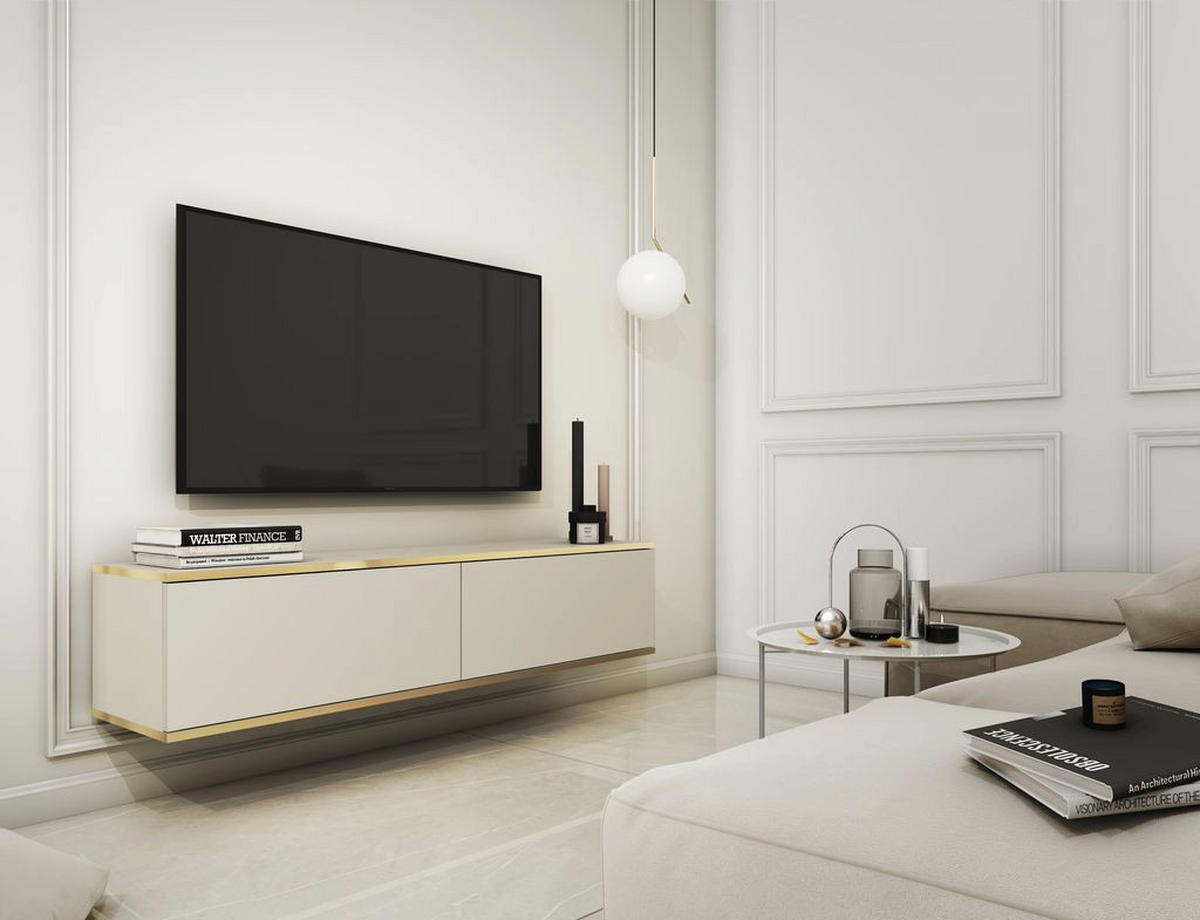 LOWBOARD – 135 cm – Oro – Ohne Füße (wandhängend) – TV-GEN0289 - Beige, Holzwerkstoff (135/30/32cm) - hi-markt