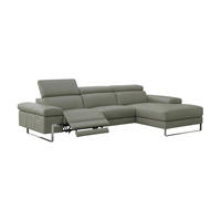 ECKSOFA Lete Echtleder mit 1 x Relaxfunktion Perlgrau - Hellgrau, Leder/Metall (160/232cm)