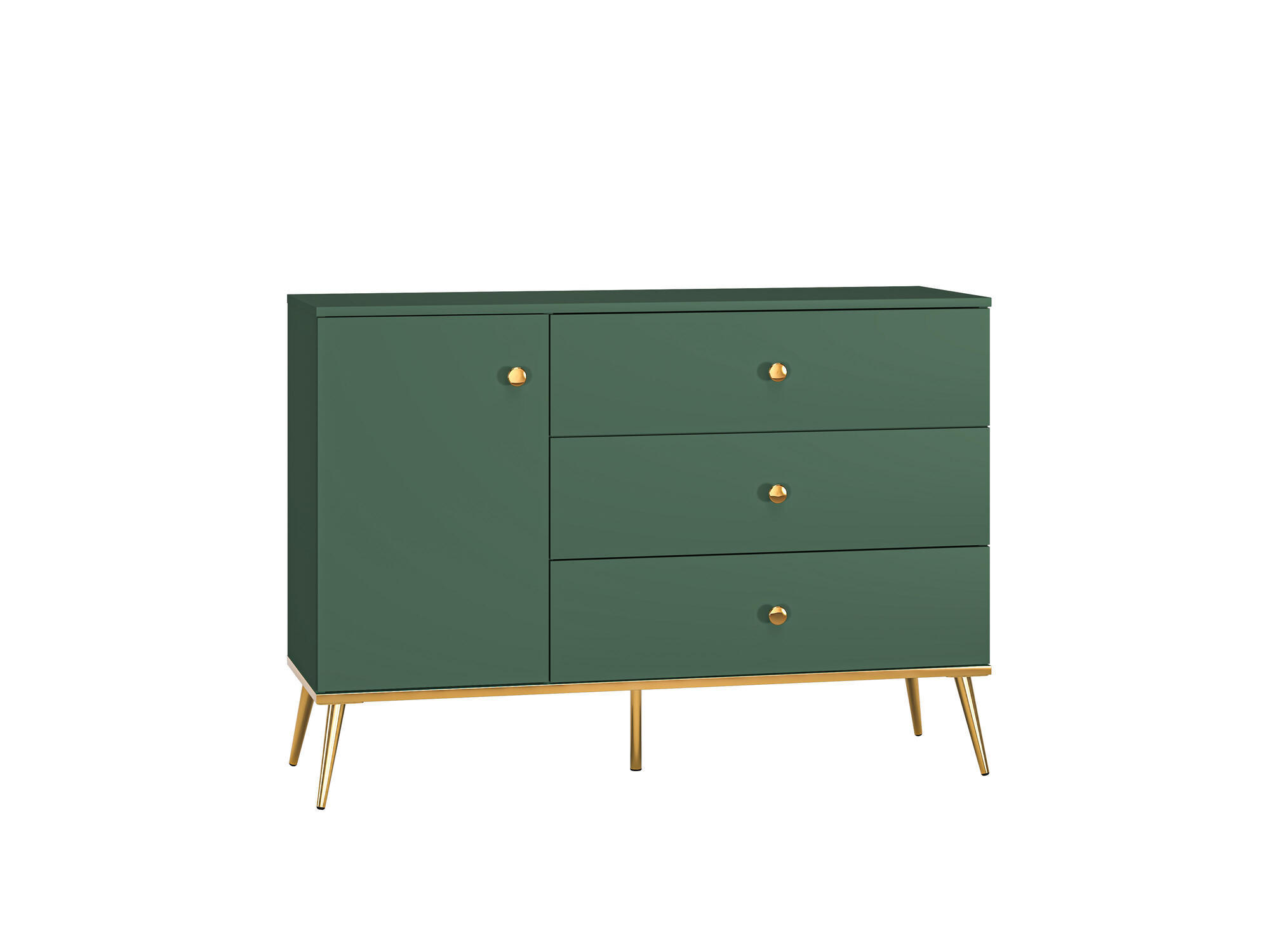 SIDEBOARD FORT Grün, Gold 120x40x85 cm - Goldfarben/Grün, Holzwerkstoff (120/85/40cm) - FURNLUX