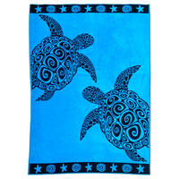 STRANDTUCH Frottee Velours Jacquard Türkis Turtles 140x180 400g/m² - Blau, Textil (140/180cm) - LE COMPTOIR DE LA PLAGE