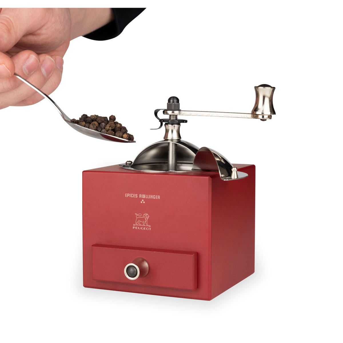 PFEFFERMÜHLE Roellinger 13cm Buchenholz Chilirot Stahlmahlwerk - Rot, Holz (8.6/12.5/8.6cm) - PEUGEOT