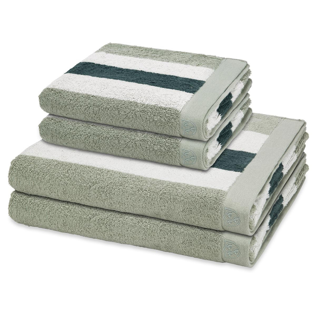 FROTTIERSET Doubleface Stripes 4-teilig - Grün, Textil (50/100cm) - Ross