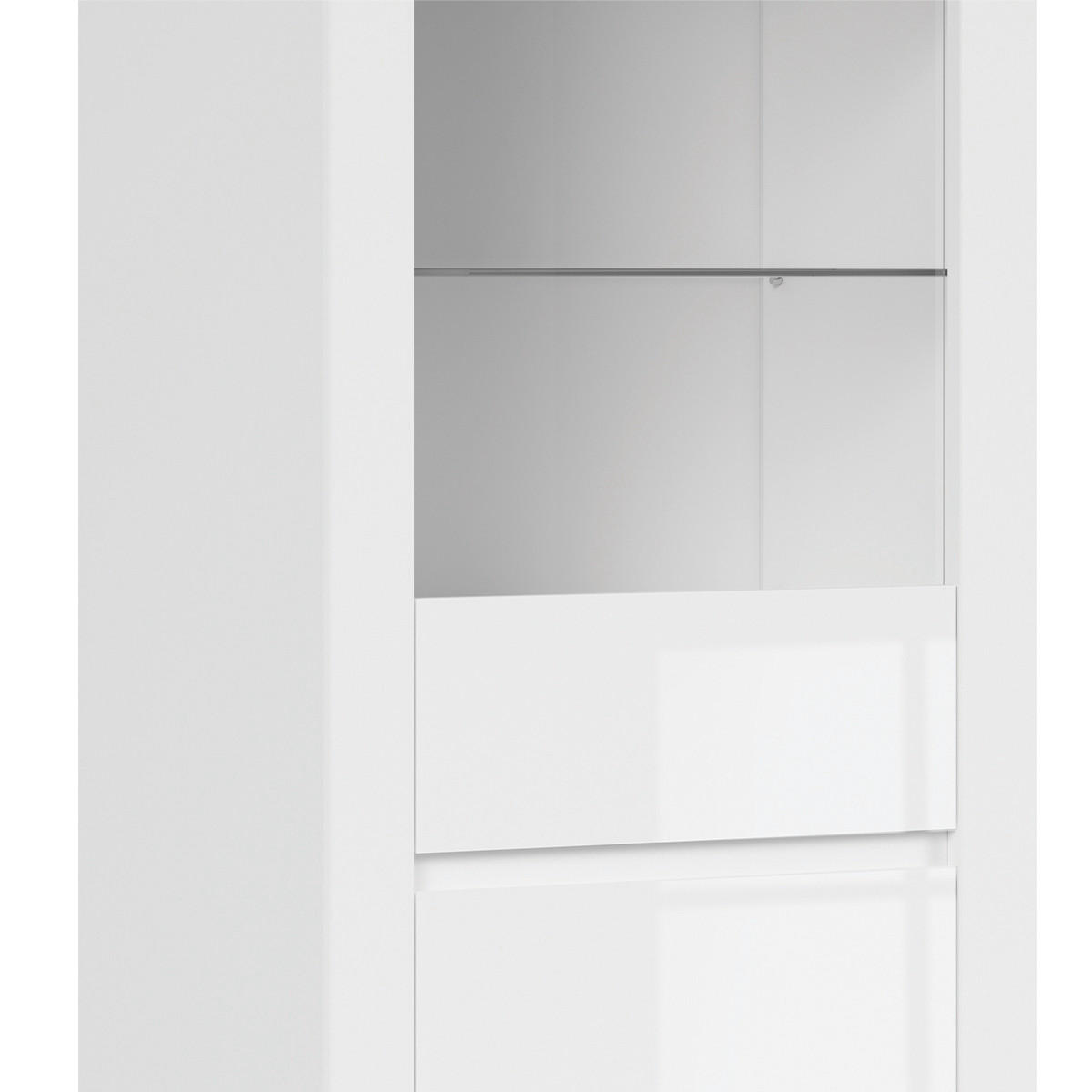 VITRÍNA Hella Bílá a dřevo - bílá, kompozitní dřevo (68/203/42cm) - Petits-meubles