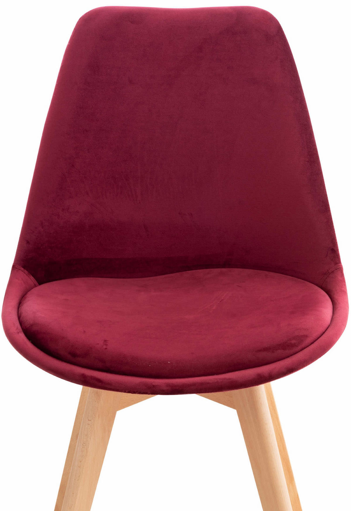ESSZIMMERSTUHL Lines, Samt bordeauxrot - Bordeaux/Naturfarben, Holz/Textil (49/83/50cm) - TPFLiving