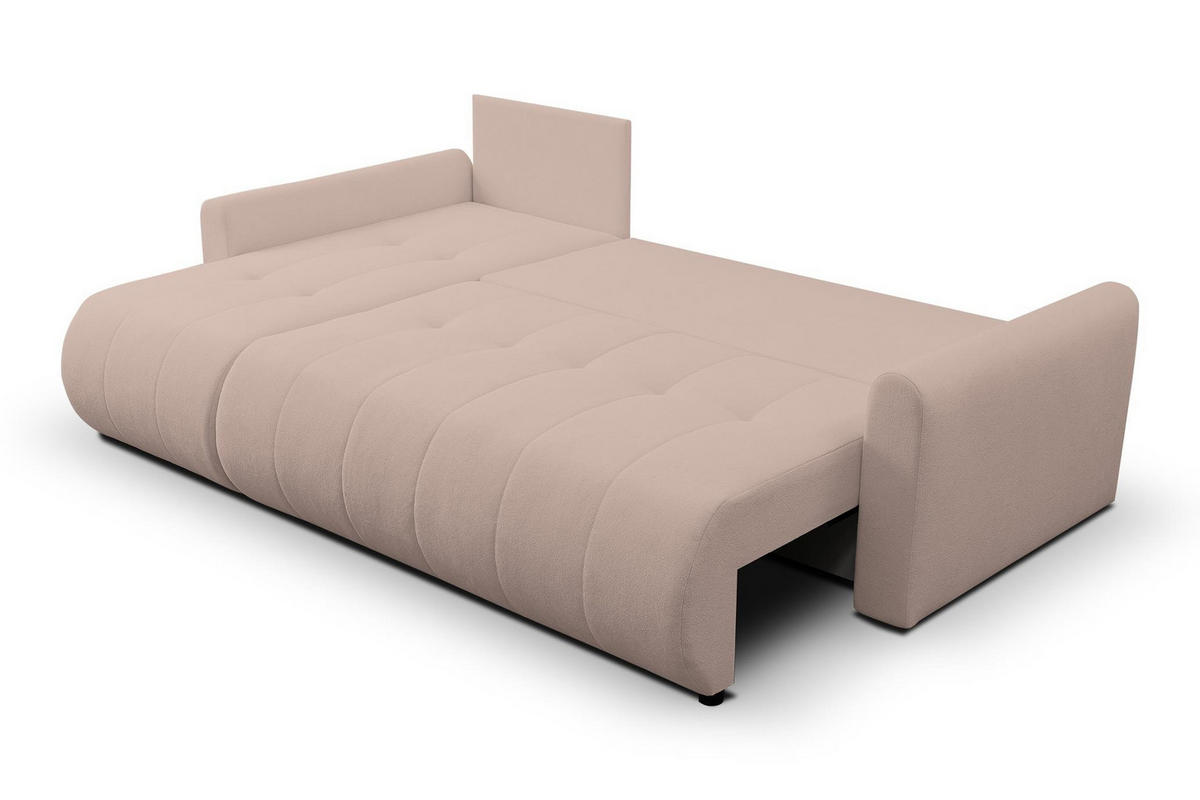 ECKSOFA Sprento Rosa, aus Boucle-Stoff, mit Schlaffunktion und Bettzeugfach - Rosa, Holzwerkstoff/Textil (230/149cm) - Bettso