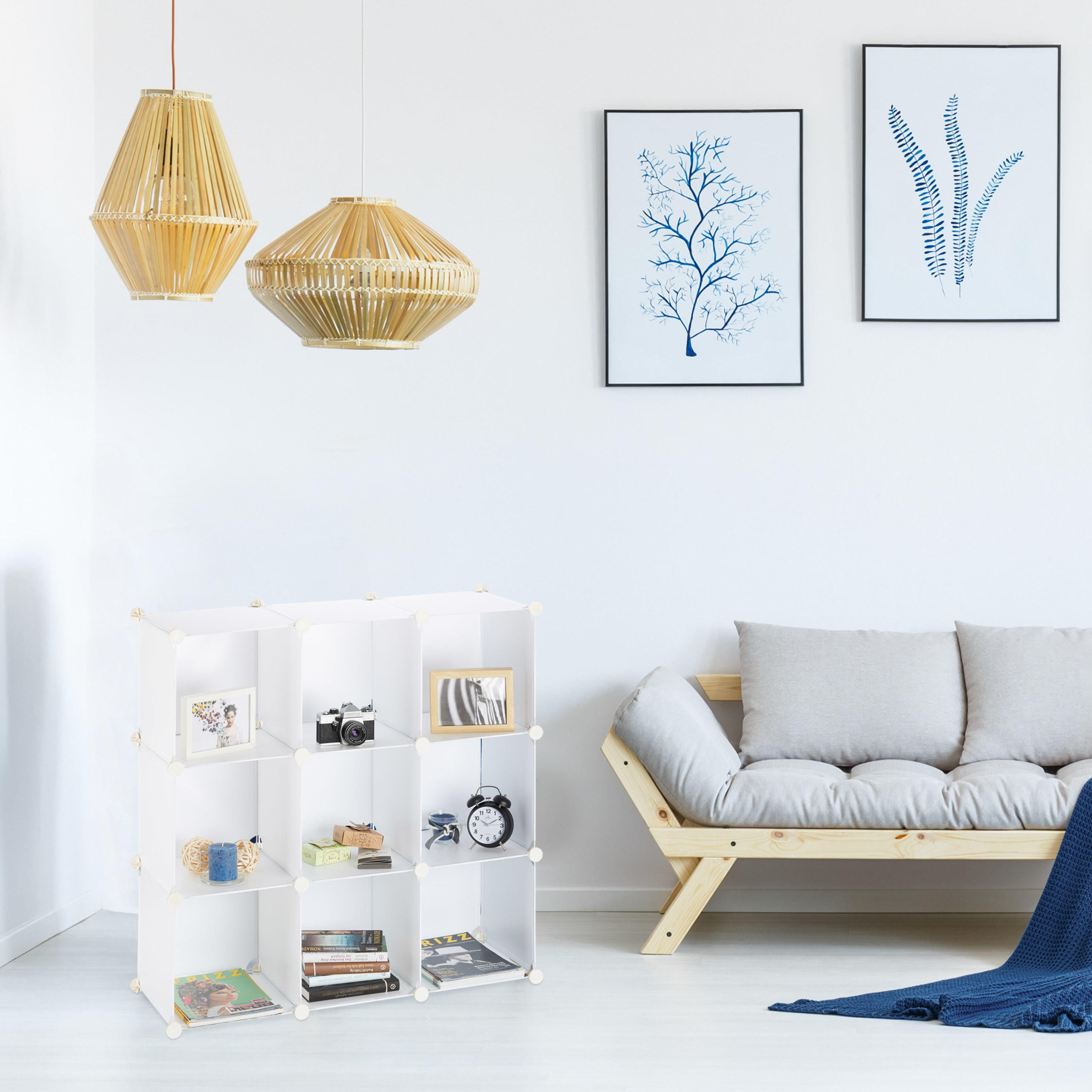 REGALSYSTEM - Weiß, Kunststoff (95.5/95.5/32cm) - Relaxdays