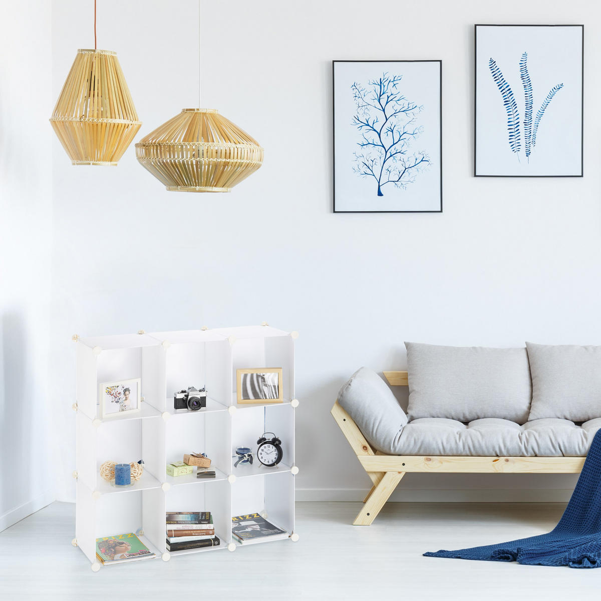 REGALSYSTEM - Weiß, Kunststoff (95.5/95.5/32cm) - Relaxdays