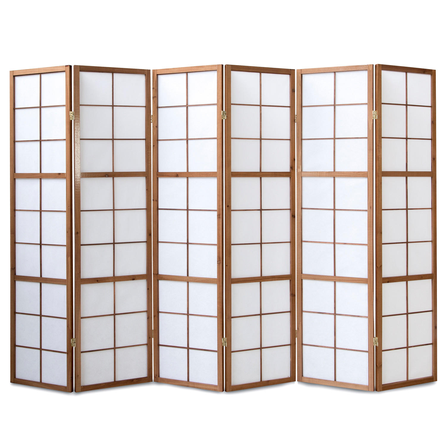 PARAVENT 6-tlg. 264/175 cm Braun Shoji - Braun, Holz (264/175/2cm) - Homestyle4u