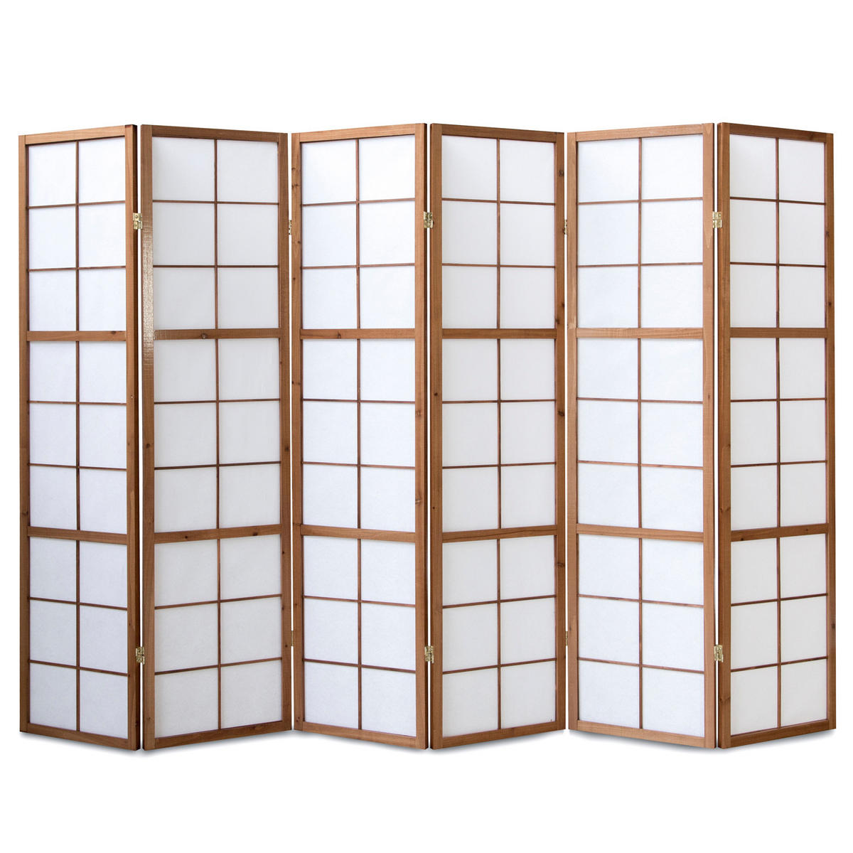 PARAVENT 6-tlg. 264/175 cm Braun Shoji - Braun, Holz (264/175/2cm) - Homestyle4u