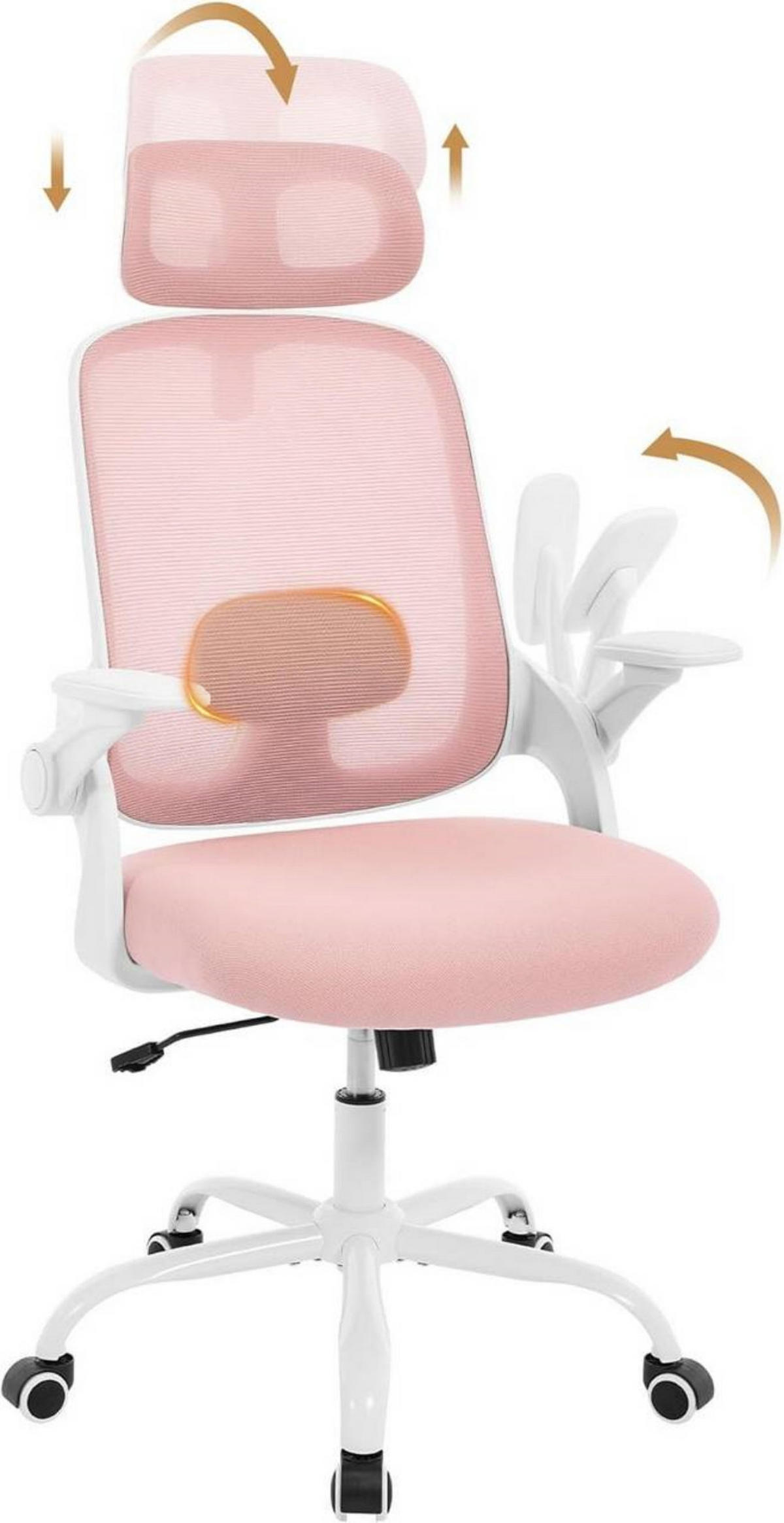 DREHSTUHL mit Wippfunktion, Netzstoff, Rosa - Rosa, Kunststoff/Textil (63.5/109.5/50cm) - Woltu