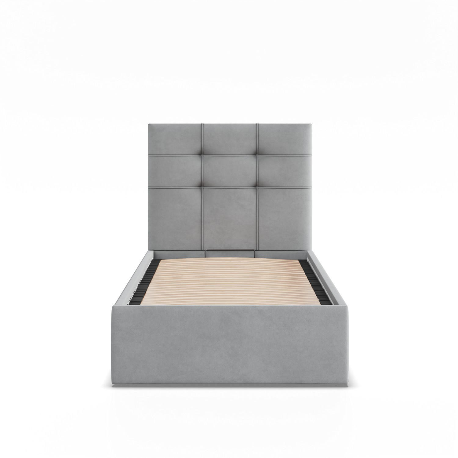 POLSTERBETT MIT KOPFTEIL 90x200 mit Bettkasten SORIA, Grau - Grau, Textil (90/200cm) - Mebligo