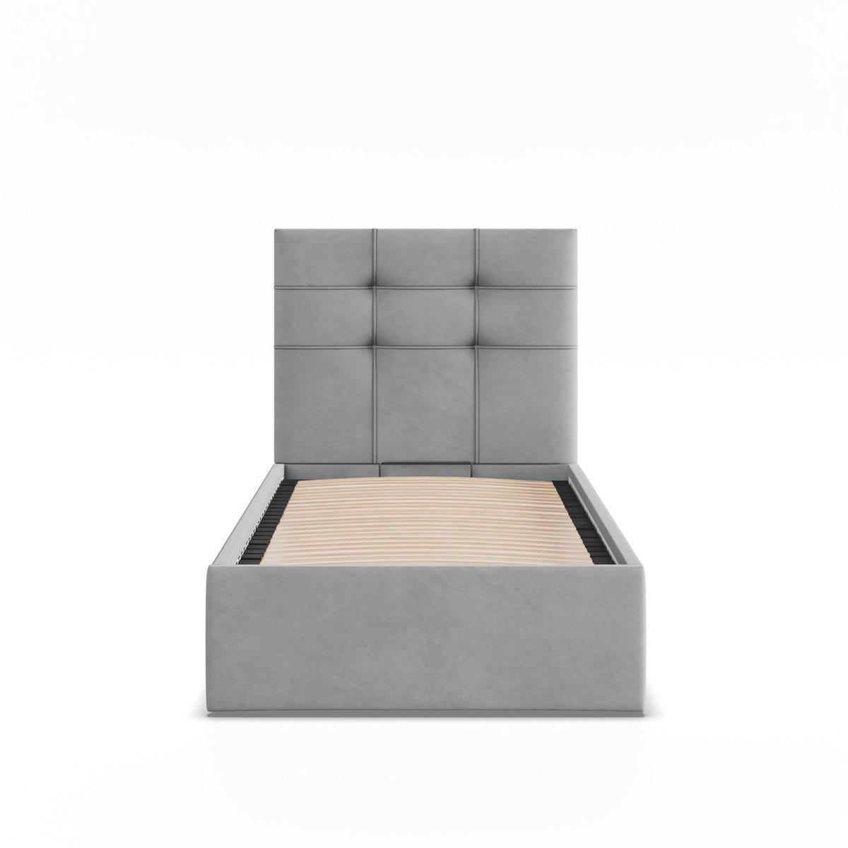 POLSTERBETT MIT KOPFTEIL 90x200 mit Bettkasten SORIA, Grau - Grau, Textil (90/200cm) - Mebligo