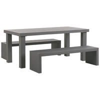 GARTENMÖBEL SET Beton grau Tisch mit 2 Bänken U-Form Taranto - Grau, Stein - Beliani