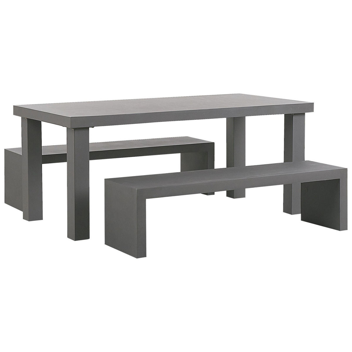 GARTENMÖBEL SET Beton grau Tisch mit 2 Bänken U-Form Taranto - Grau, Stein - Beliani