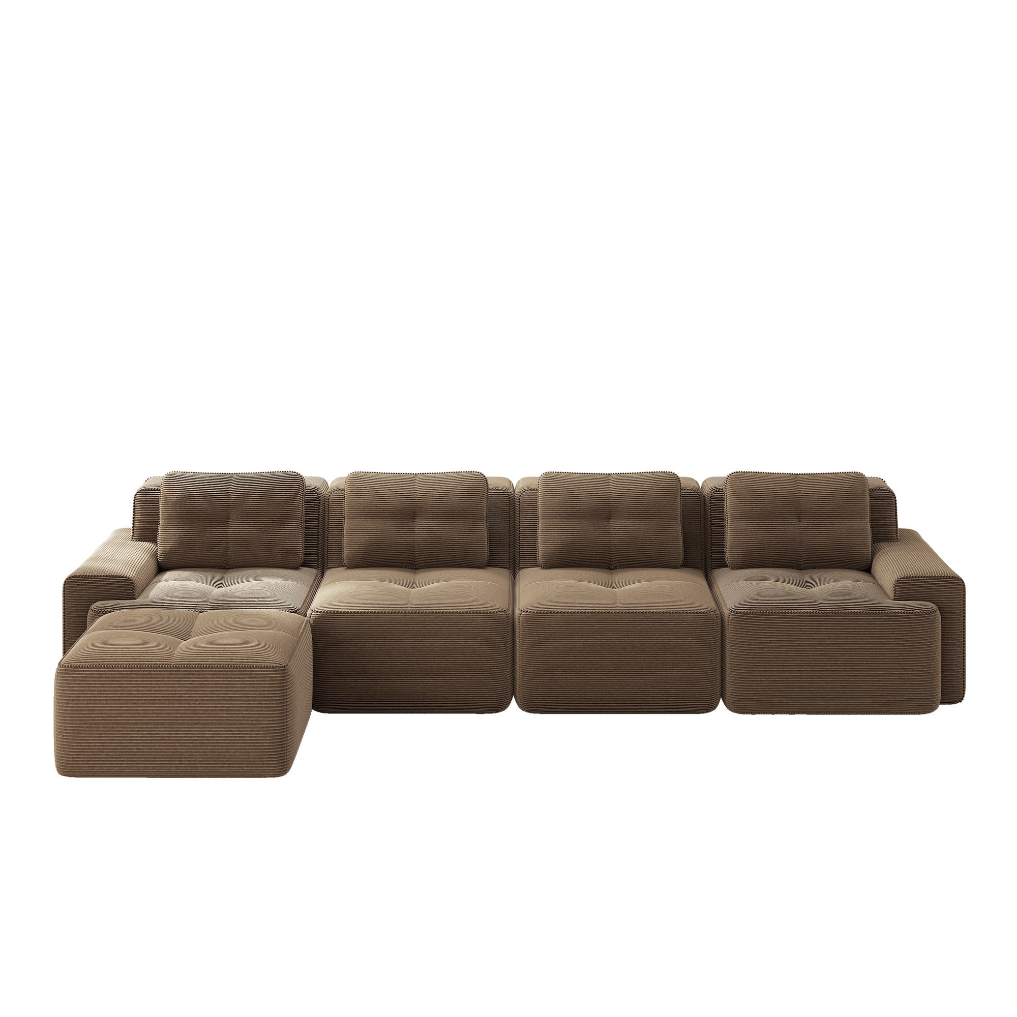 ECKSOFA 382/177/69 cm Braun Cord mit Ottoman - Braun, Textil (382/177cm) - Oxeza