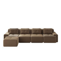 ECKSOFA 382/177/69 cm Braun Cord mit Ottoman - Braun, Textil (382/177cm) - Oxeza
