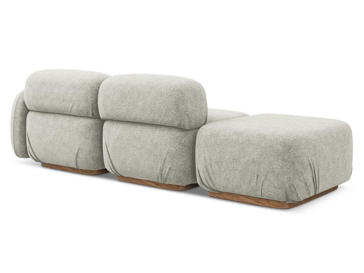 3-SITZER SOFA Links Chenille Stoff Grau - Silberfarben/Braun, Holz/Textil (258/73/95cm) - Makamii