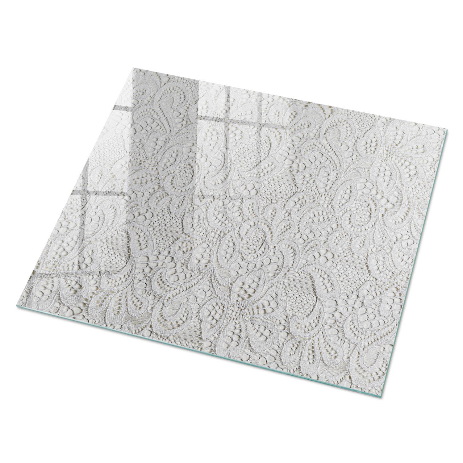 GLASPLATTE 80x60 cm – Spitzenmuster - Braun, Glas (0.4/80/60cm) - ArtPrintCave