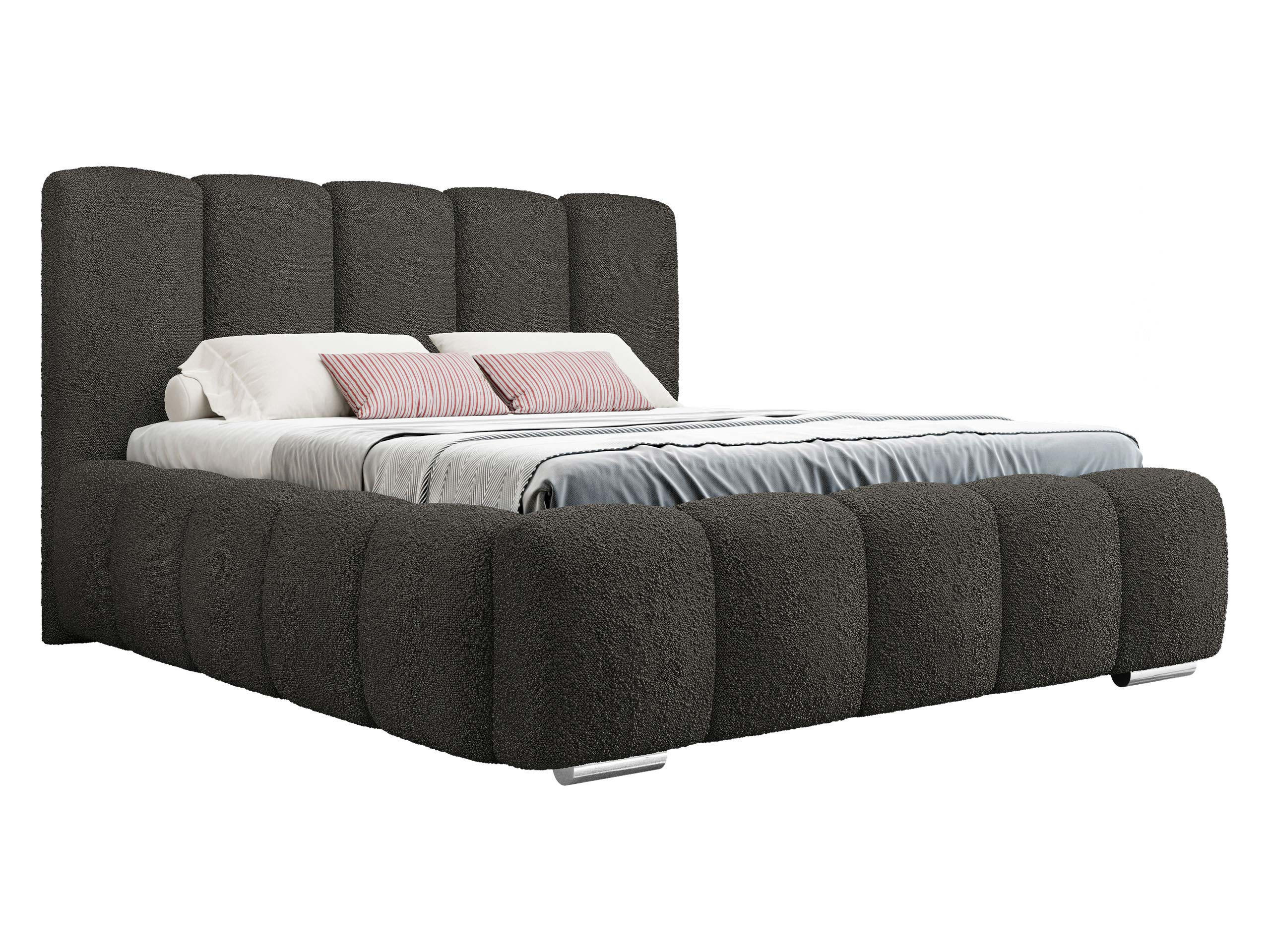 POLSTERBETT Wizko Boucle - Chromfarben/Dunkelgrau, Holz/Holzwerkstoff (180/200cm) - MIRJAN24
