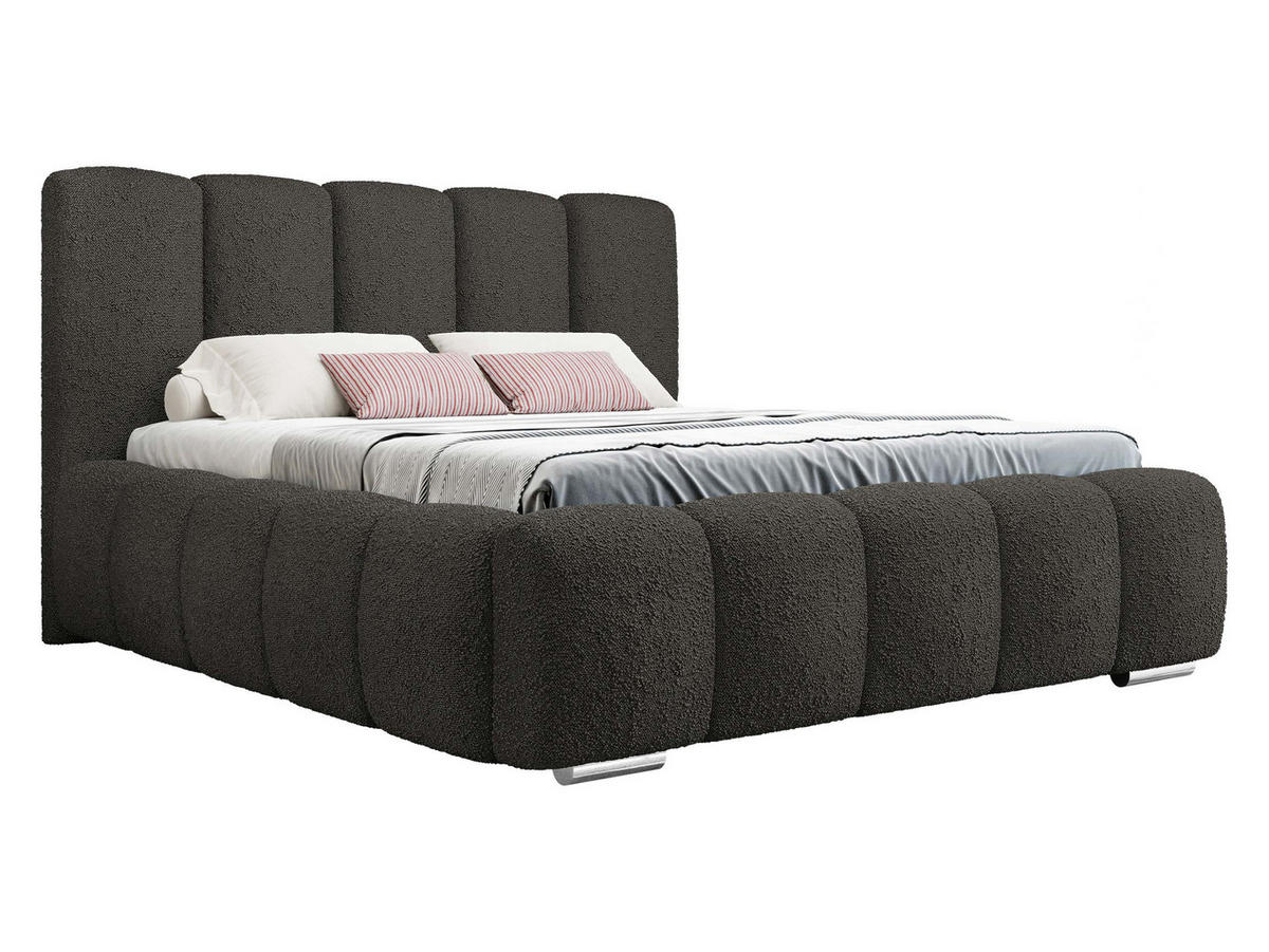 POLSTERBETT Wizko Boucle - Chromfarben/Dunkelgrau, Holz/Holzwerkstoff (160/200cm) - MIRJAN24