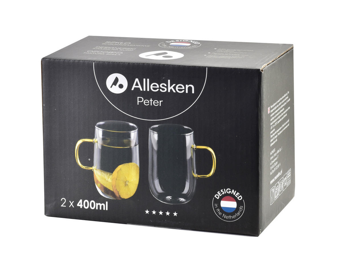 BECHER Peter 2er Set grau 10.5/7.5/11 cm Glas - Transparent, Glas (0.4L) - Mondex