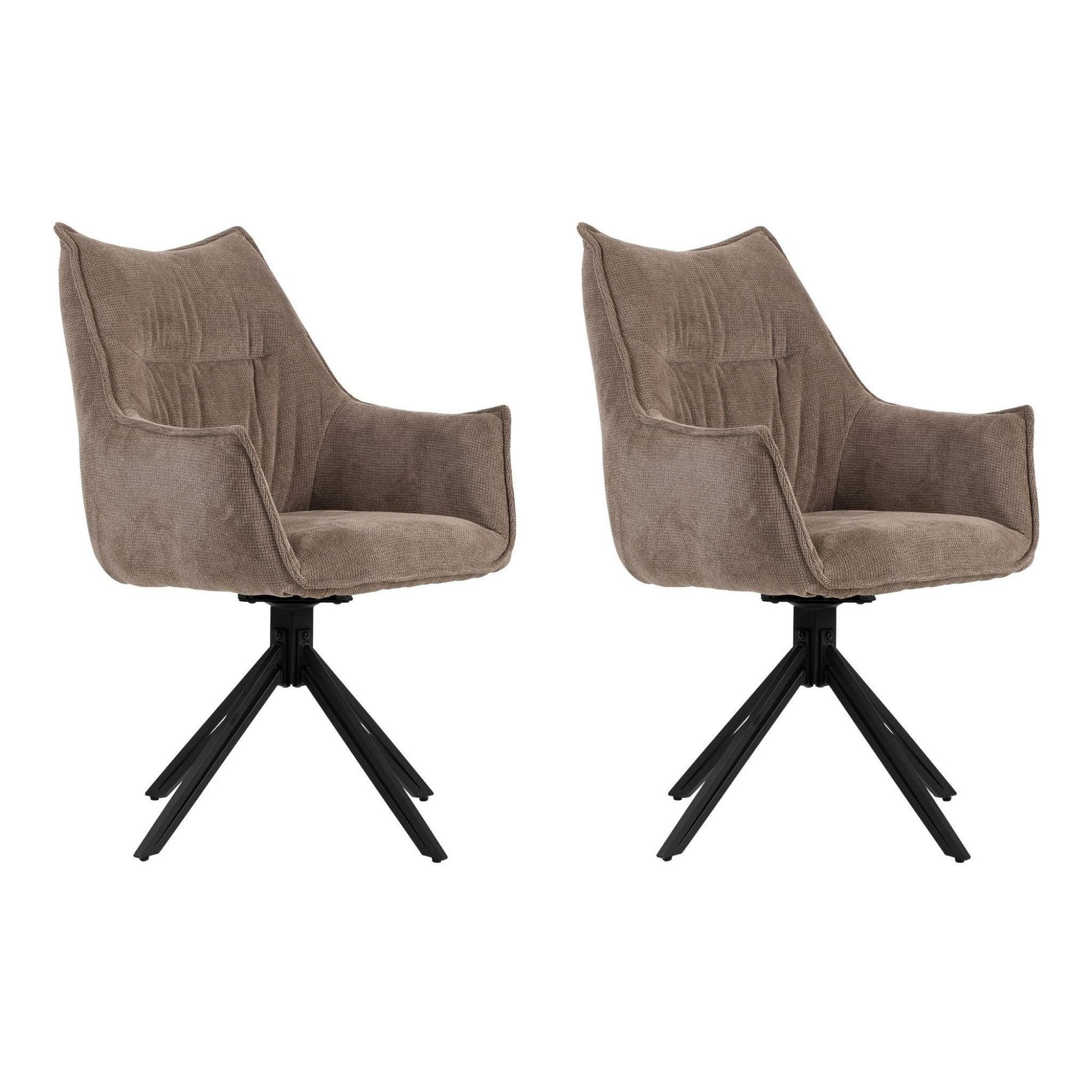 ESSZIMMERSTUHL Ginosa drehbar 2er-Set - Beige/Schwarz, Textil/Metall (62/90/66cm) - Mr. Deko