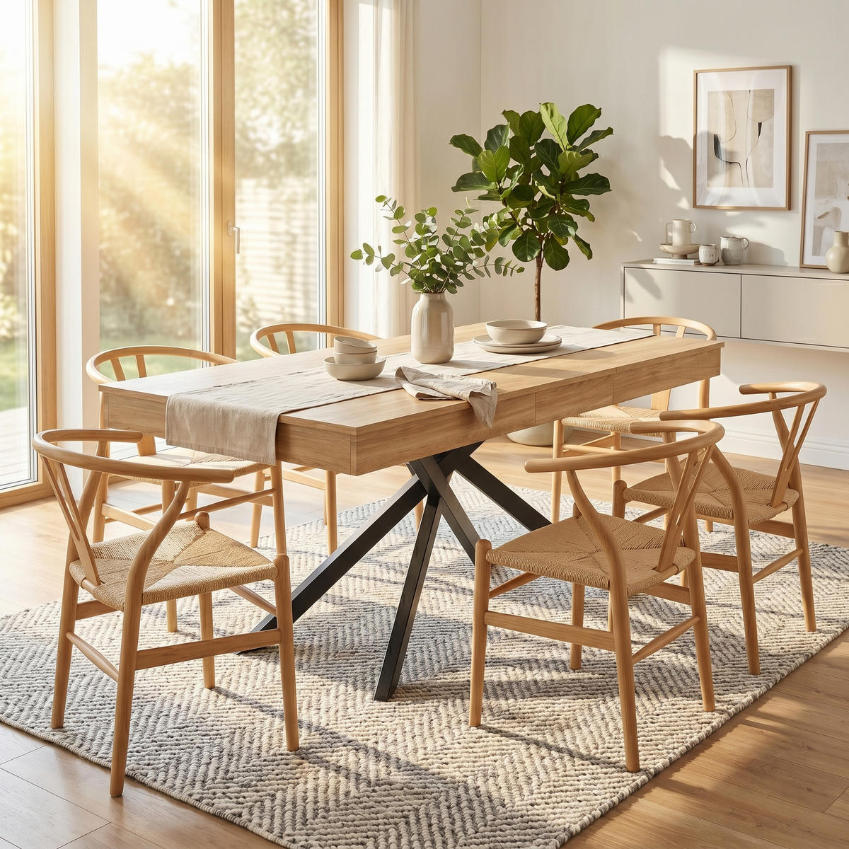ESSTISCH Ausziehbar 140-180cm Eichenoptik MDF mit Metall Kreuzbeinen - Eichefarben, Holzwerkstoff (80/180/76cm) - Urban Meuble