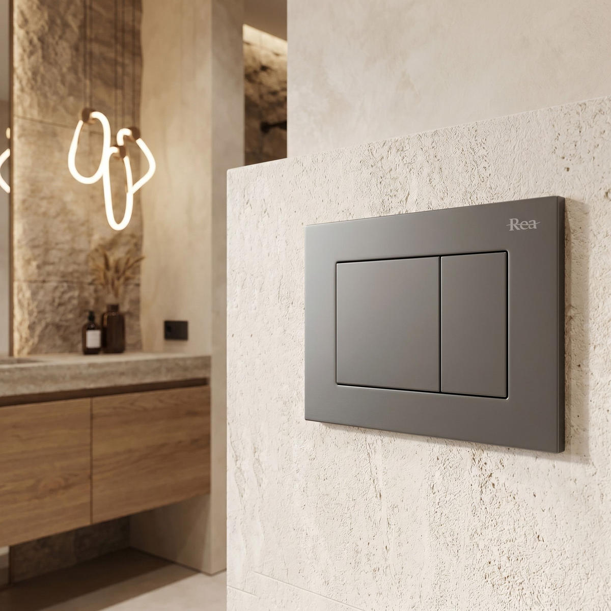DRÜCKPLATTE Rea J K011a-q Und Slim 024n Titan - Titanfarben, Kunststoff (24.5/16.5/4cm) - REA