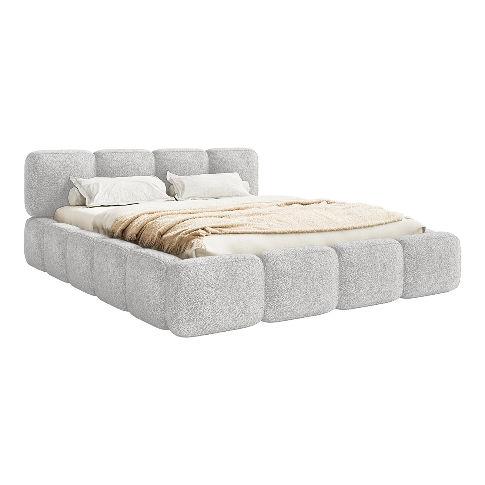POLSTERBETT BALMONTE 180x200 cm, Hellgrau - Hellgrau, Textil (200/180cm) - Fedve