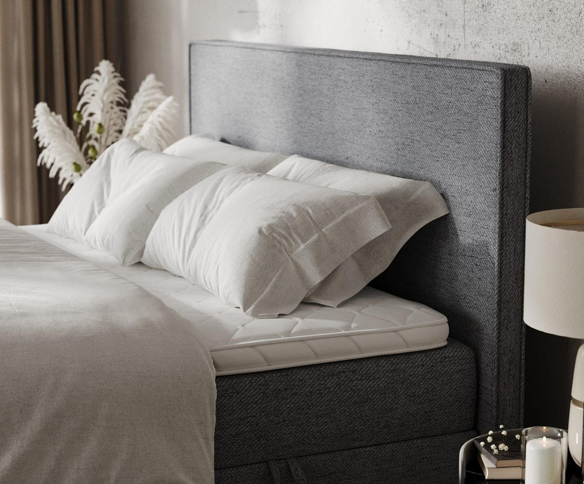 BOXBETT Nuvia 180/200 cm Grau im Neve Stoff - Schwarz/Grau, Holz/Holzwerkstoff (180/200cm) - AltaBeds