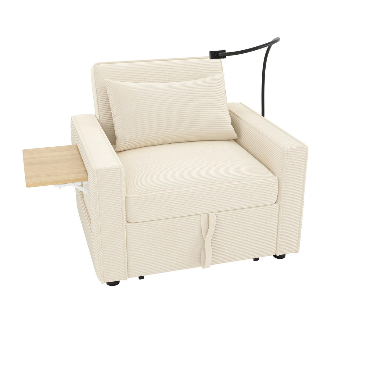 SCHLAFSOFA Multifunktionales mit USB-Anschluss und Handyhalter Cord Beige 93/150/85 cm - Beige, Textil (93/85/150cm) - OKWISH