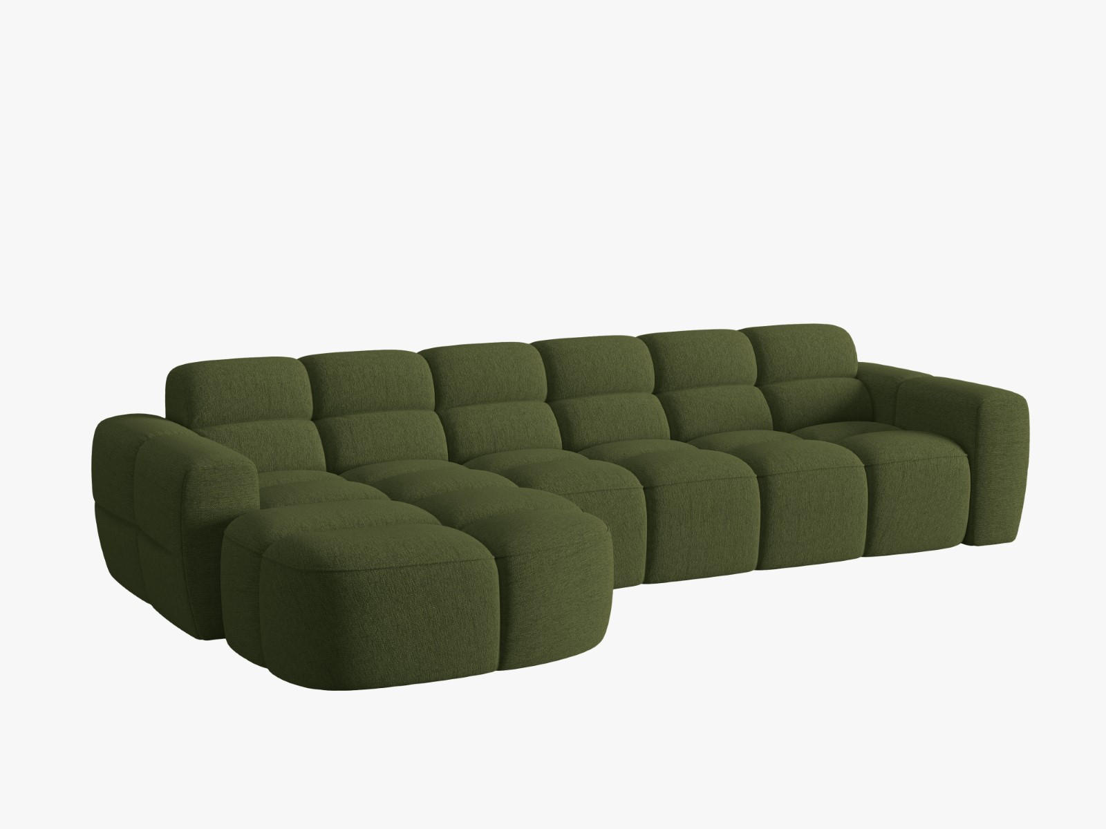 ECKSOFA links Lisa aus strukturiertem Stoff grün meliert 4 Sitzplätze - Grün, Textil (170/310cm) - Micadoni