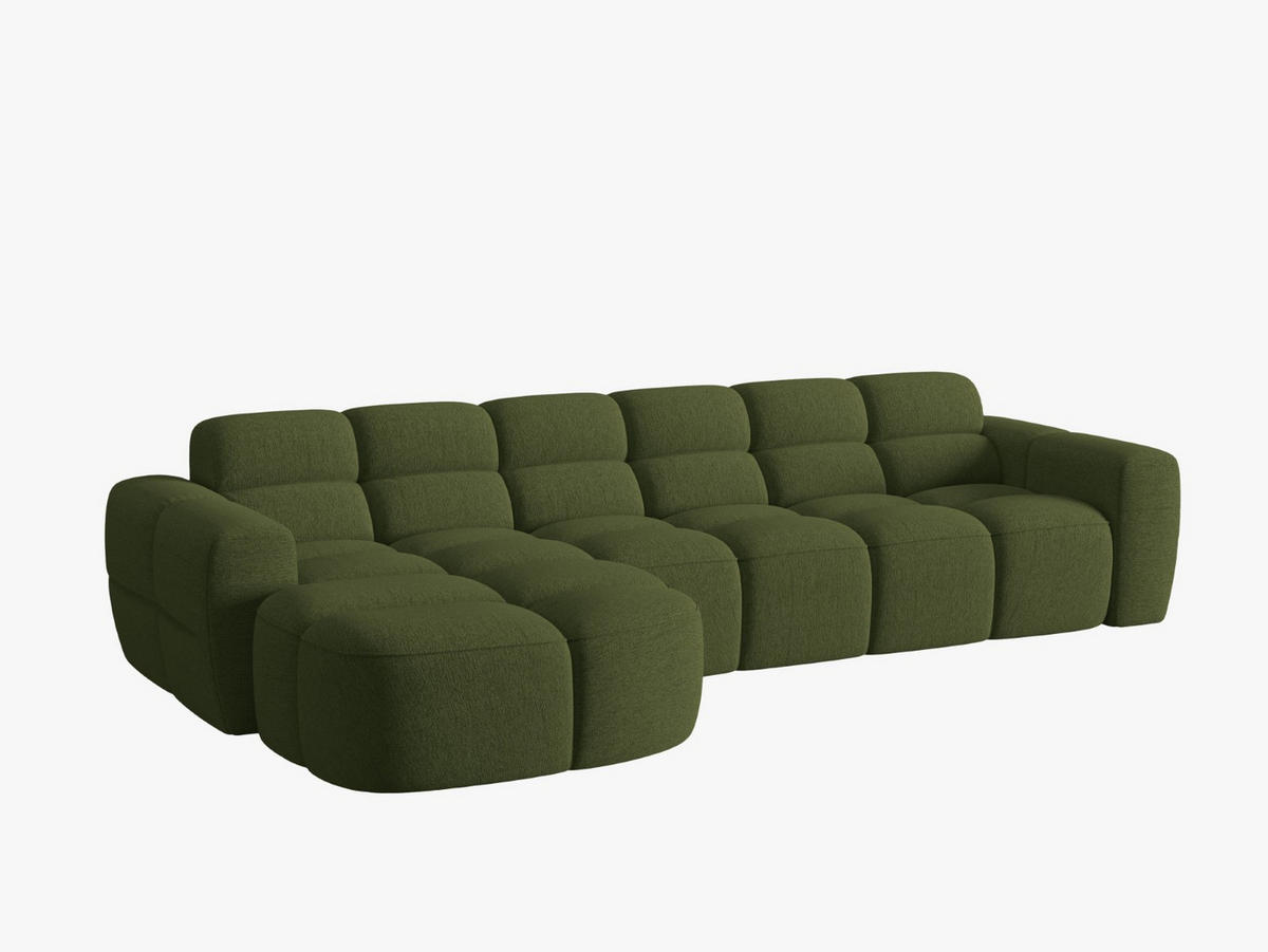 ECKSOFA links Lisa aus strukturiertem Stoff grün meliert 4 Sitzplätze - Grün, Textil (170/310cm) - Micadoni