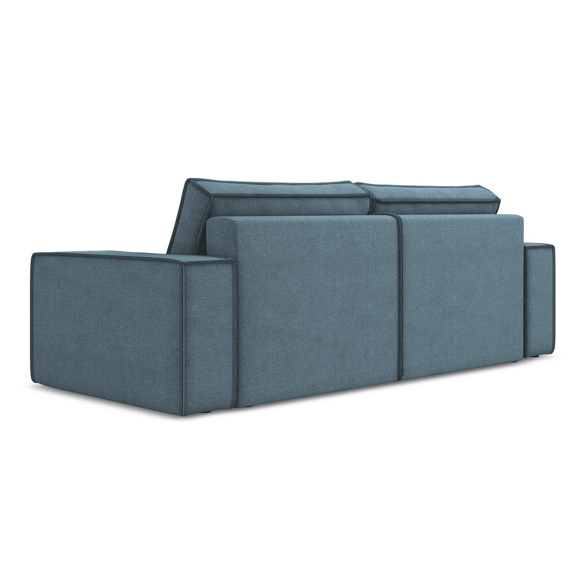 3-SITZER SOFA mit Schlaffunktion Strukturstoff Stoff Blau - Blau/Schwarz, Kunststoff/Textil (255/85/105cm) - LaMiaSofa