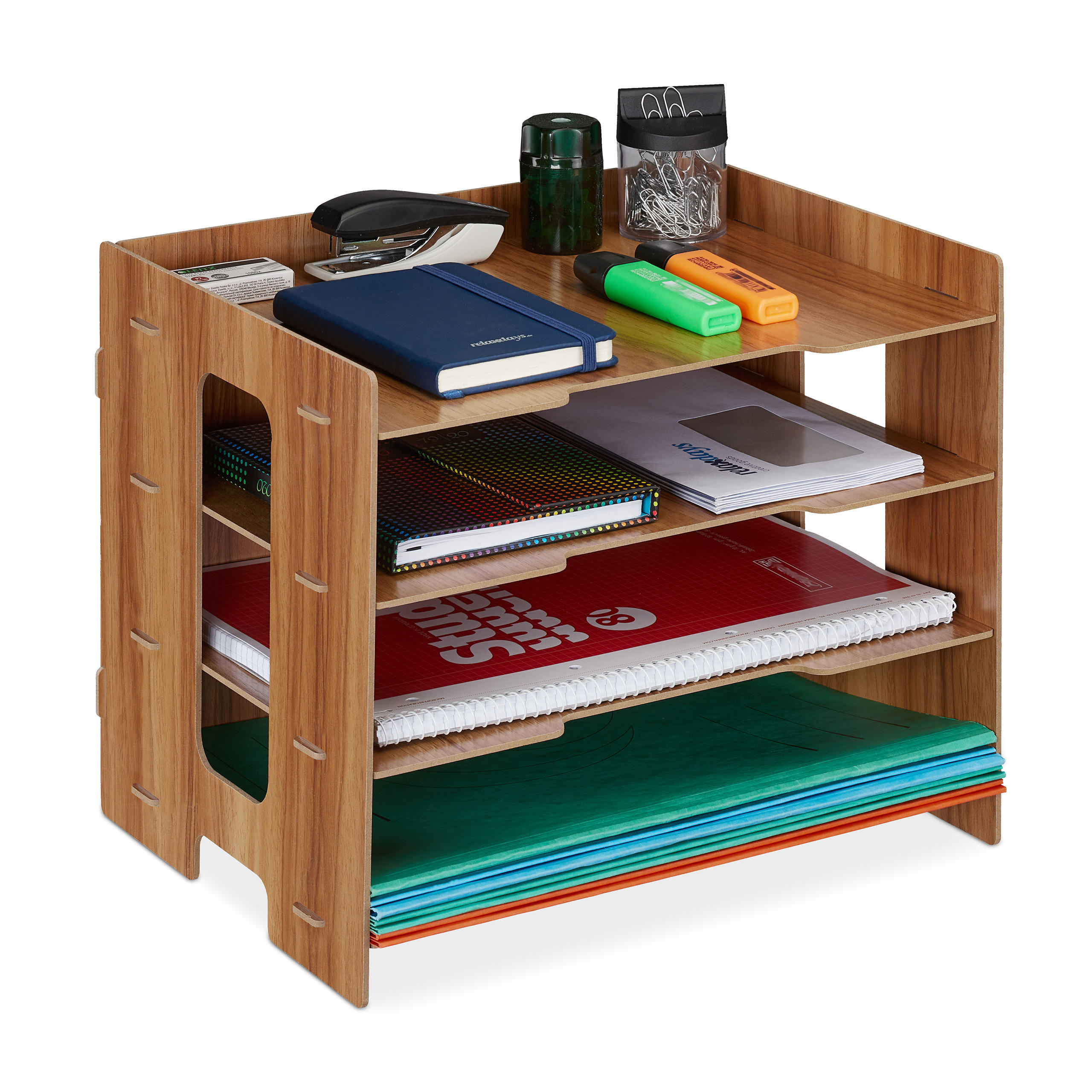 BRIEFABLAGE - Dunkelbraun, Holzwerkstoff (32.5/27/25cm) - Relaxdays