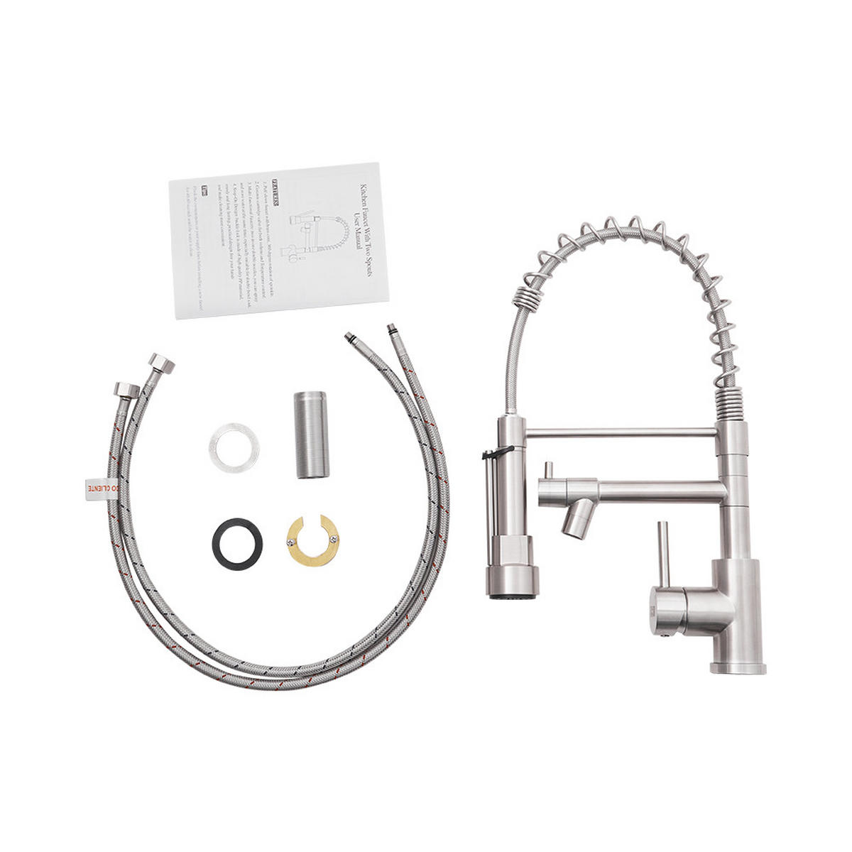 KÜCHENARMATUR Ausziehbar Brausekopf Topffüller Einhandgriff Gebürstetes Nickel - Nickelfarben, Metall (25.5/43/5cm) - Livingandhome