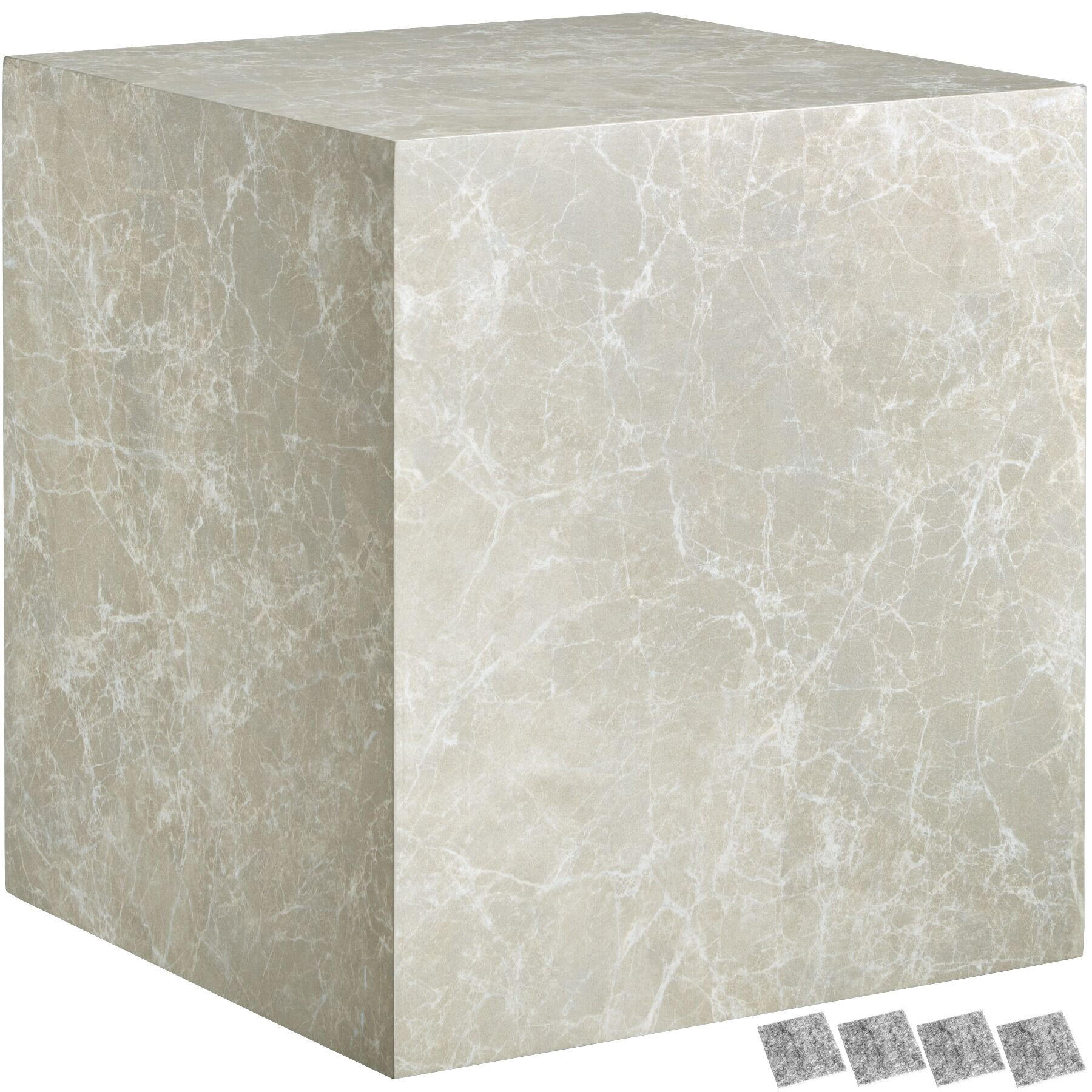 COUCHTISCH Lasley,inkl. Bodenschoner, Belastbarkeit 45 kg,Travertin Optik - Beige, Holz (45/45/50cm) - tectake