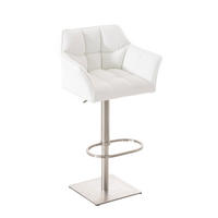 BARHOCKER Sihar Kunstleder Weiß Silber - Weiß, Leder/Metall (64/88/45cm) - DELUKE