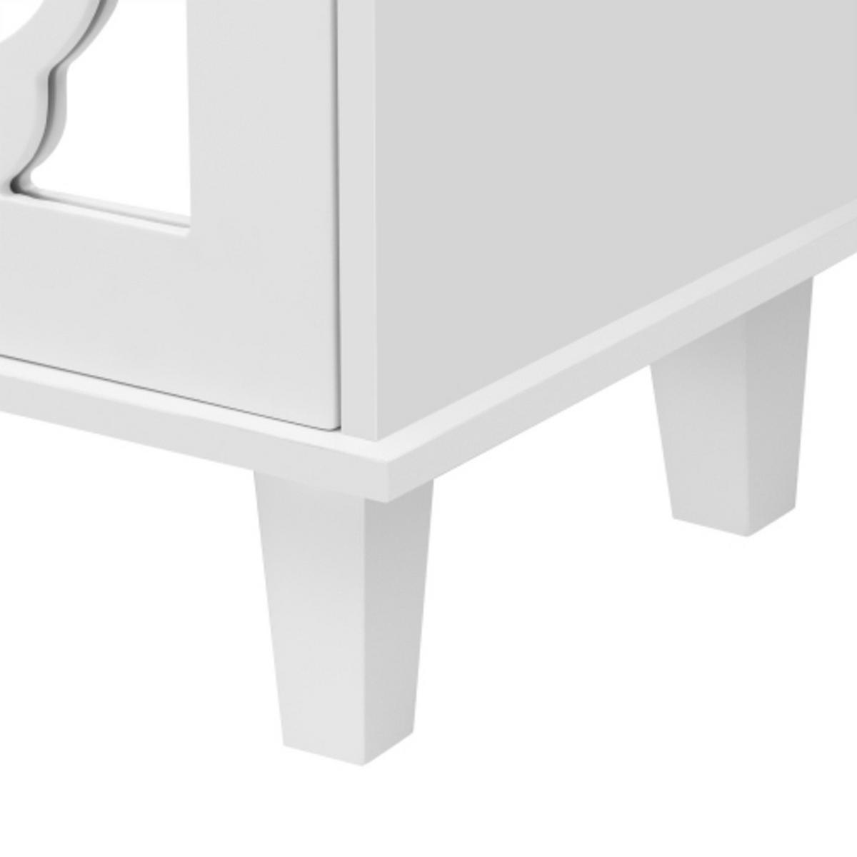 SIDEBOARD Weiß aus MDF mit Spiegeltüren und kristallförmigen Griffen 140×40×83 cm - Weiß, Holzwerkstoff (140/83/40cm) - Luhomfu