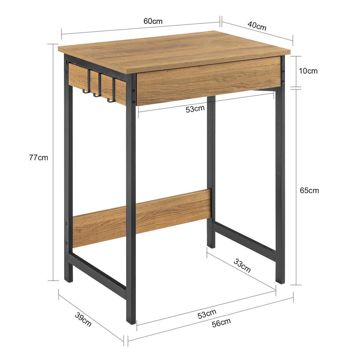 SCHREIBTISCH Vintage - Naturfarben, Holzwerkstoff (40/60/77cm) - SoBuy