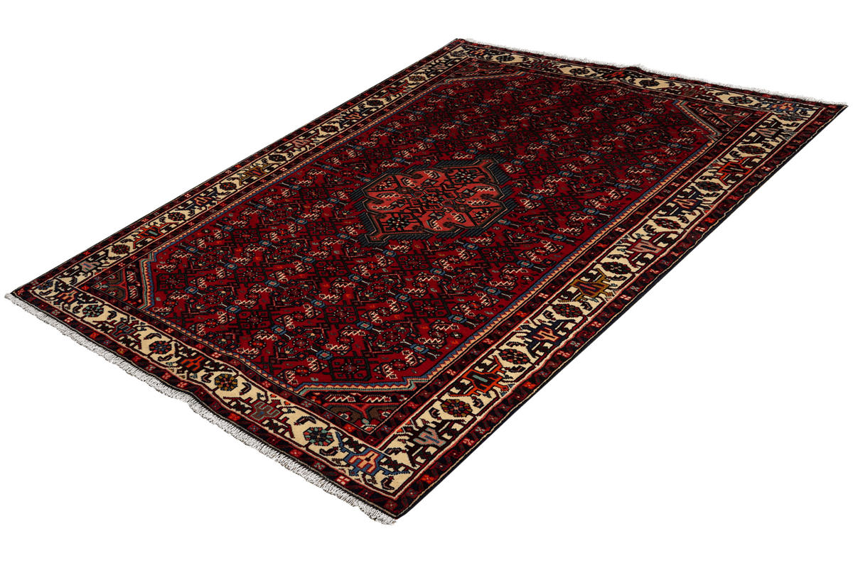 ORIENTTEPPICH handgeknüpft Assadabad Rot 197/125 cm Schurwolle - Rot, Textil (125/197cm) - Looma
