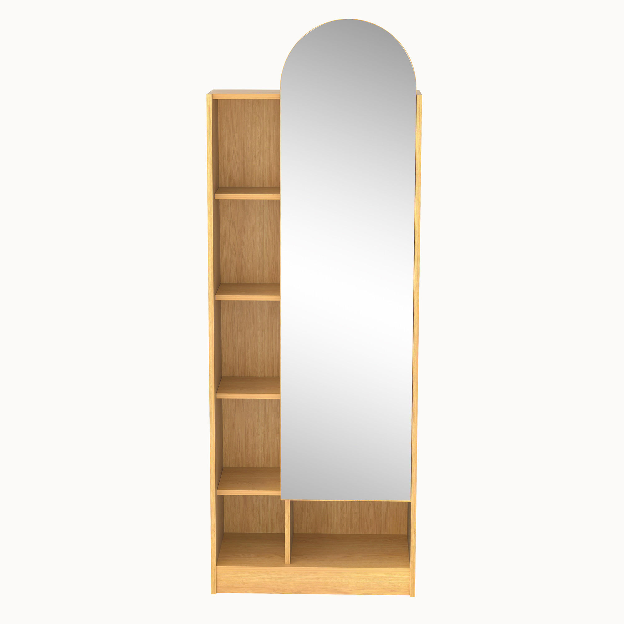 SCHUHSCHRANK Spiegel Holzoptik Hochschrank Stauraum - Naturfarben, Holzwerkstoff (60/165/28cm) - Urban Meuble