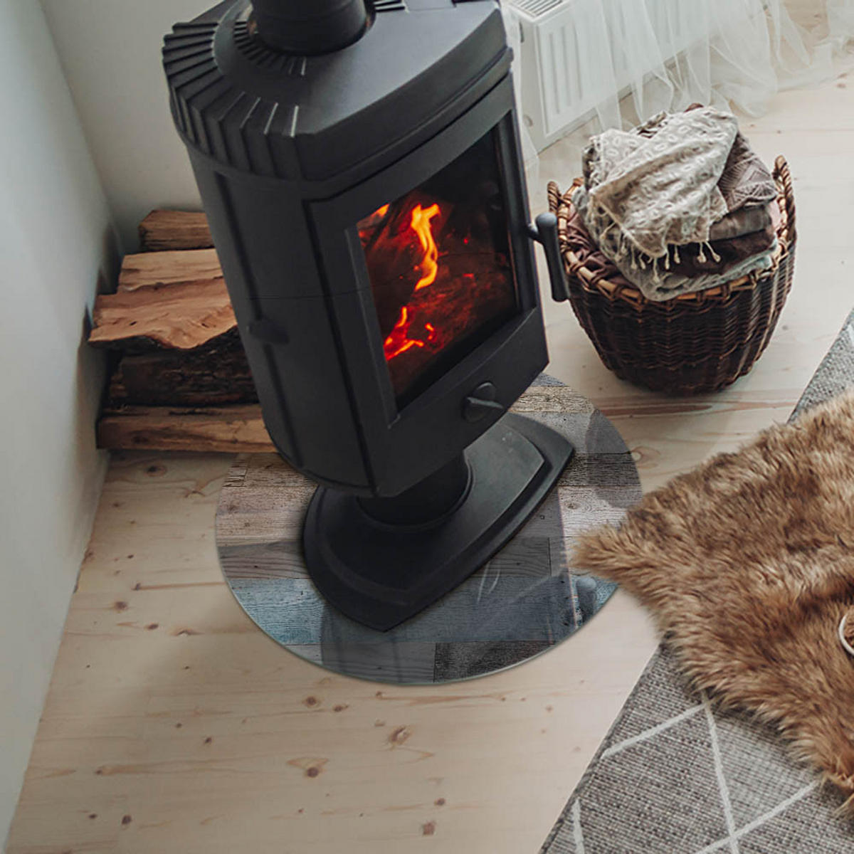 GLASPLATTE für Kamin Ø 50 cm Grau - Grau, Glas (50/50/0.4cm) - ArtPrintCave