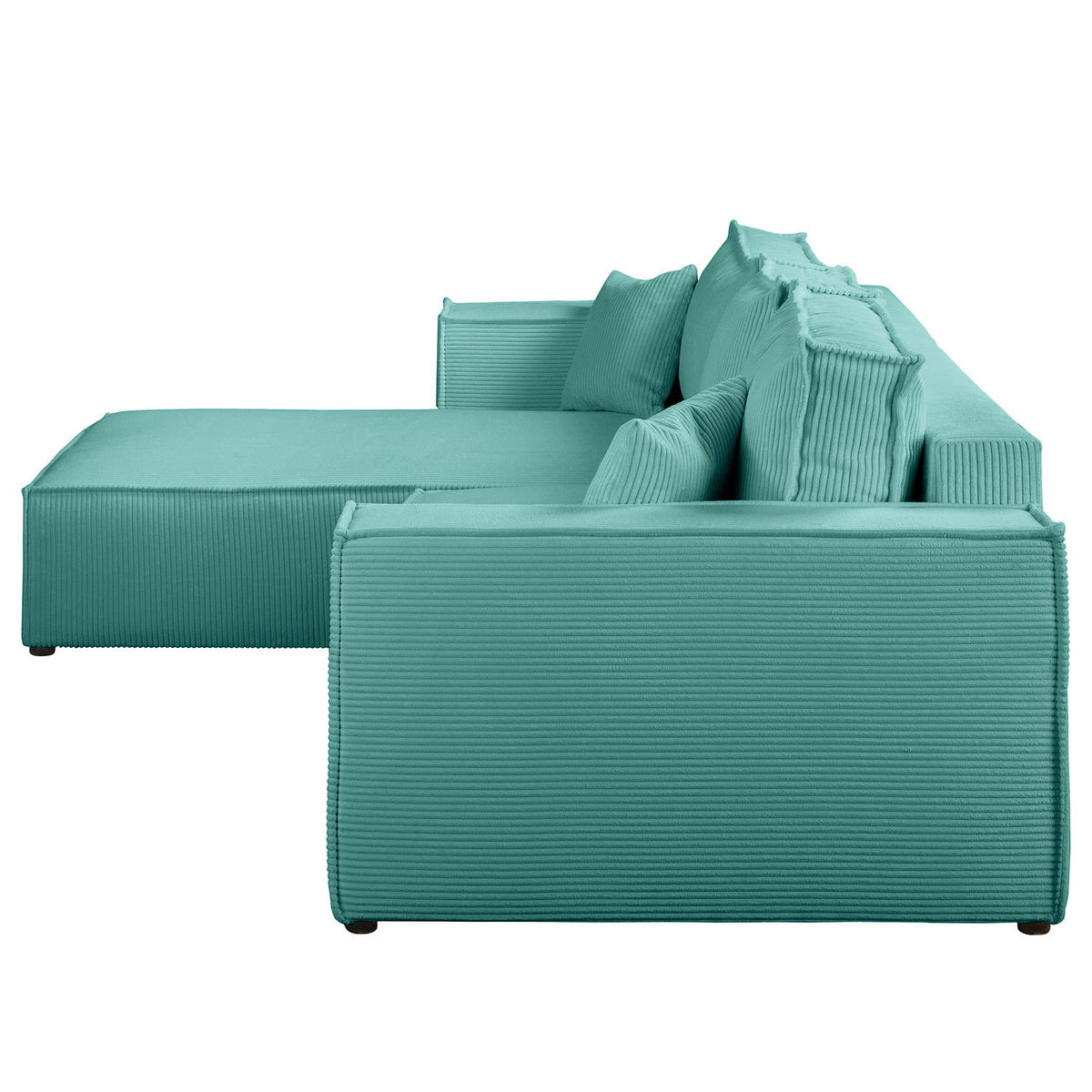 ECKSOFA mit Schlaffunktion - 290 cm - Türkis/Schwarz, Kunststoff/Textil (290/185cm) - home24