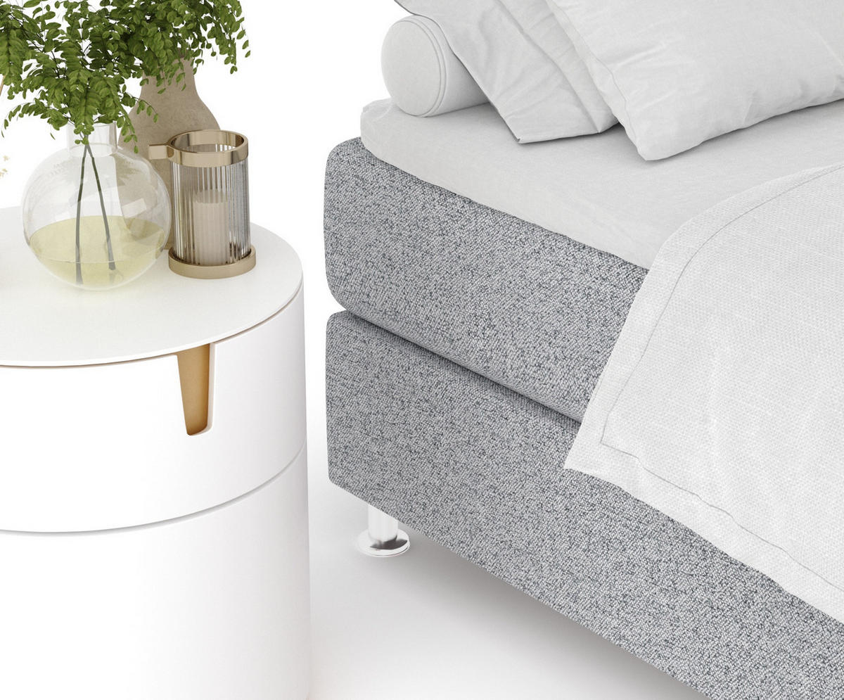 BOXSPRINGBETT Sub Grau 200/200 cm mit Latex-Topper - Silberfarben/Grau, Holz/Holzwerkstoff (200/200cm) - Maison de Reve