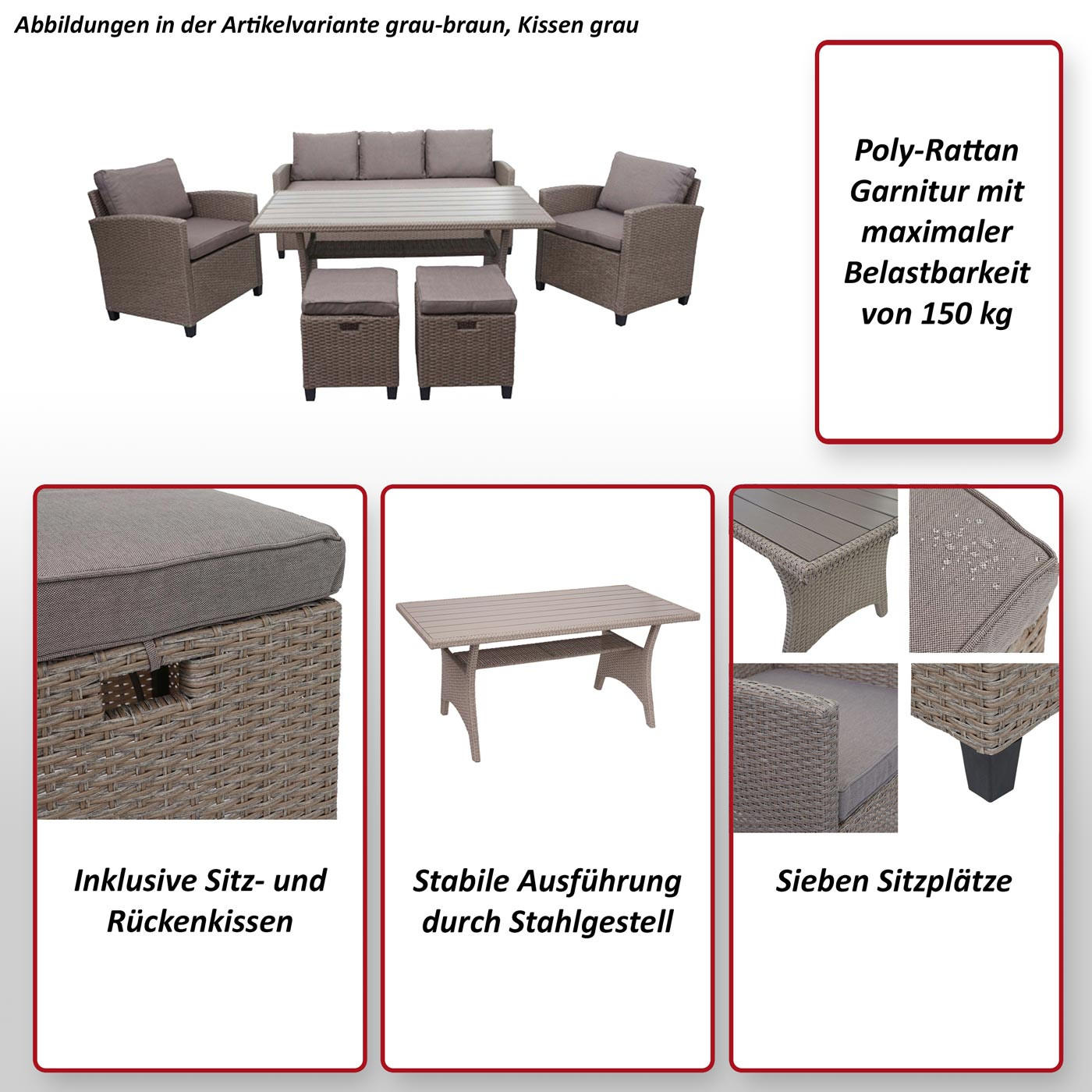 POLY-RATTAN GARNITUR Braun - Braun, Kunststoff - MCW