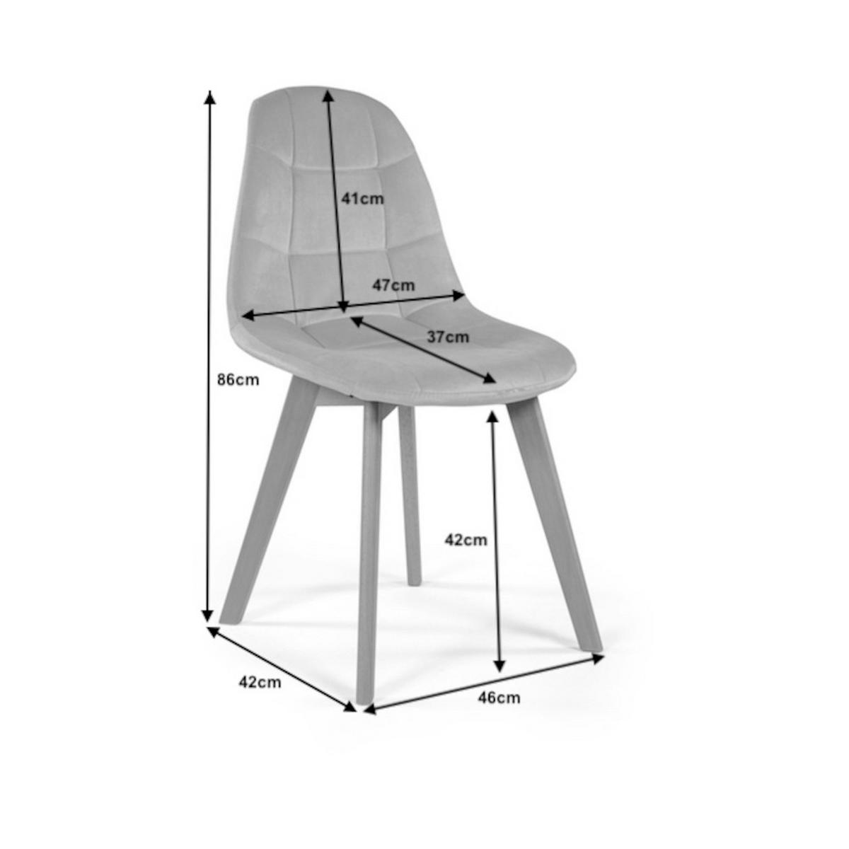 STUHL VEGAS im skandinavischen Stil - grau - Samt Velours - Naturfarben/Grau, Holz/Kunststoff (47/86/42cm) - NEW HOME