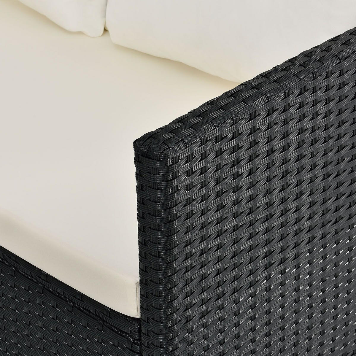 LOUNGEGARNITUR Manacor schwarz,creme - Creme/Schwarz, Kunststoff/Metall - Juskys